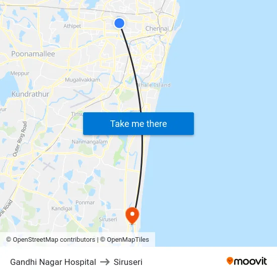 Gandhi Nagar Hospital to Siruseri map