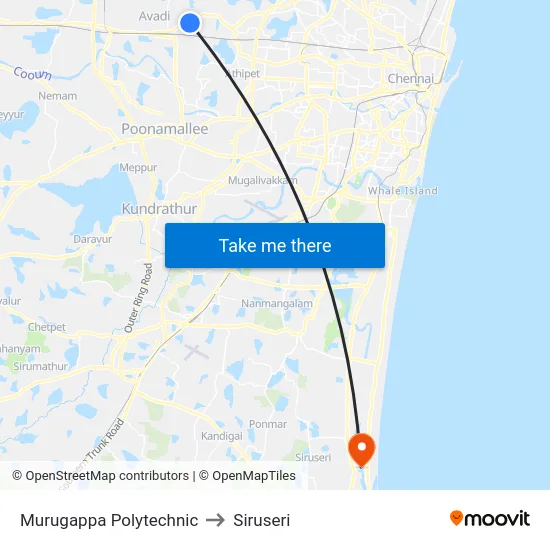 Murugappa Polytechnic to Siruseri map