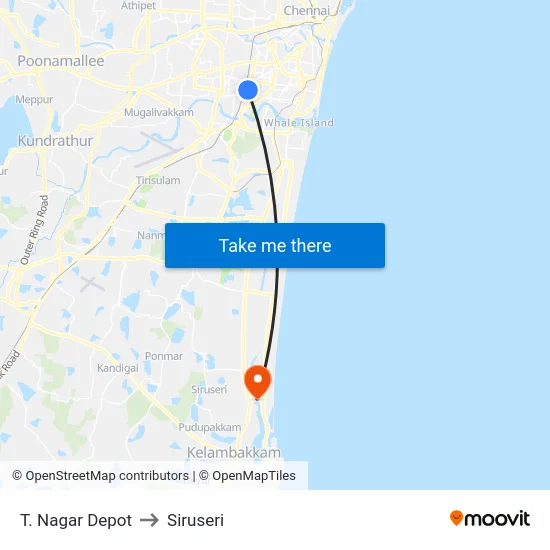 T. Nagar Depot to Siruseri map