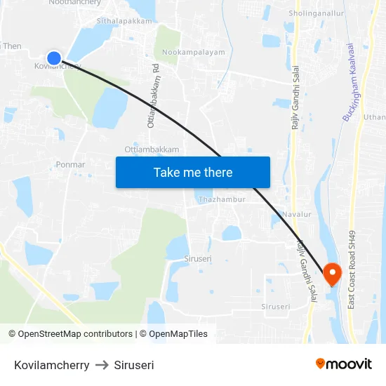 Kovilamcherry to Siruseri map