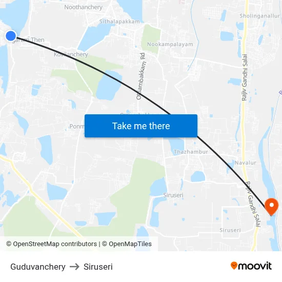 Guduvanchery to Siruseri map