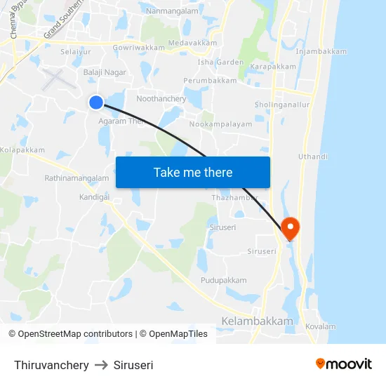 Thiruvanchery to Siruseri map