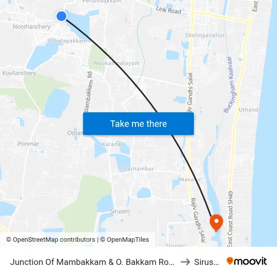 Junction Of Mambakkam & O. Bakkam Road to Siruseri map