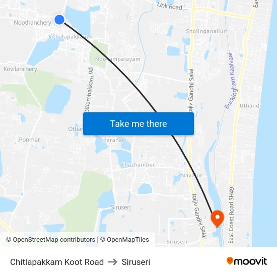 Chitlapakkam Koot Road to Siruseri map