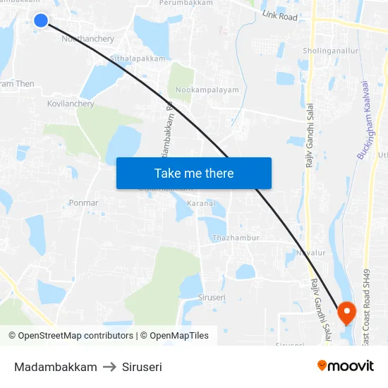 Madambakkam to Siruseri map