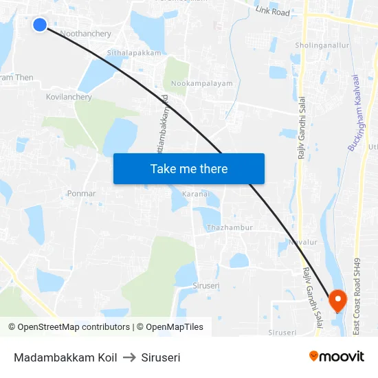 Madambakkam Koil to Siruseri map