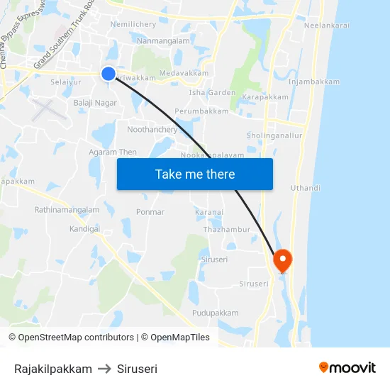 Rajakilpakkam to Siruseri map