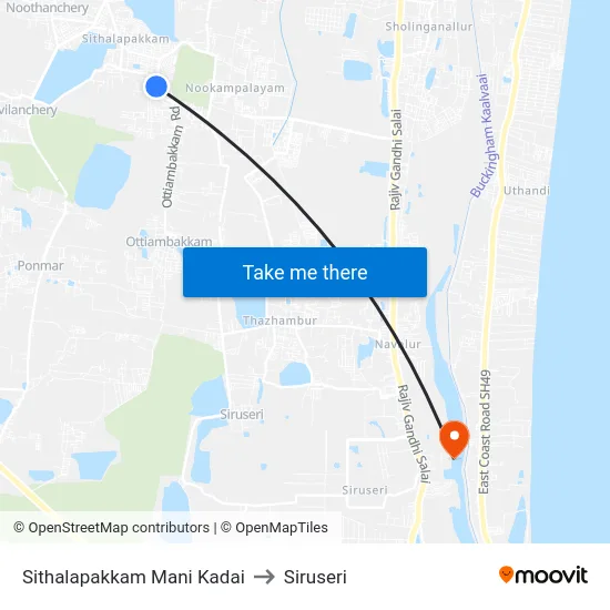 Sithalapakkam Mani Kadai to Siruseri map