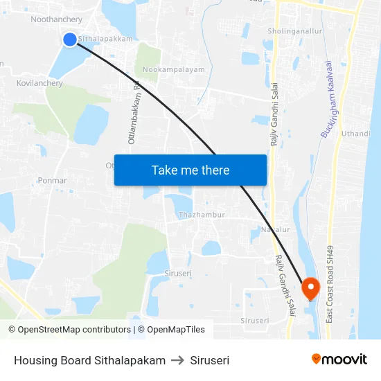 Housing Board Sithalapakam to Siruseri map