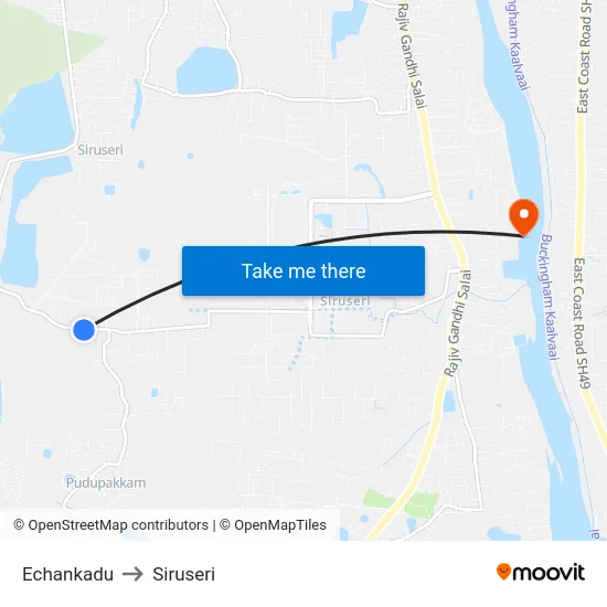 Echankadu to Siruseri map
