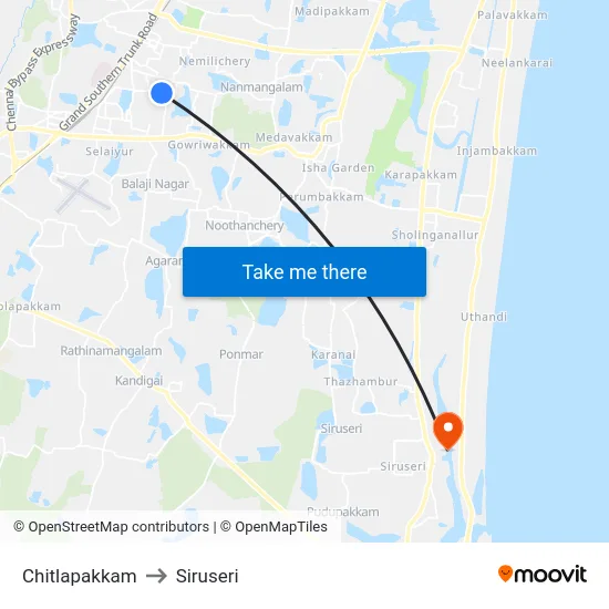 Chitlapakkam to Siruseri map