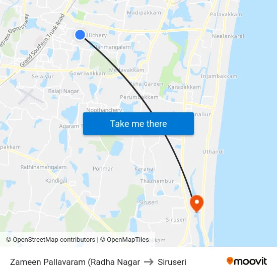 Zameen Pallavaram (Radha Nagar to Siruseri map