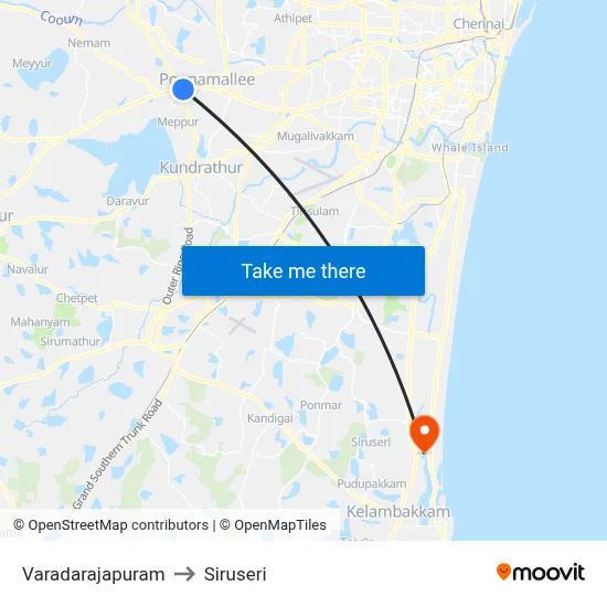 Varadarajapuram to Siruseri map