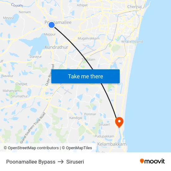 Poonamallee Bypass to Siruseri map