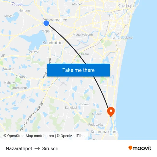 Nazarathpet to Siruseri map