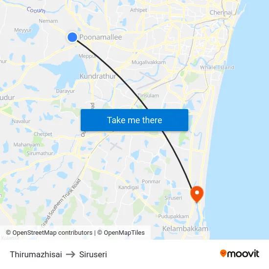 Thirumazhisai to Siruseri map