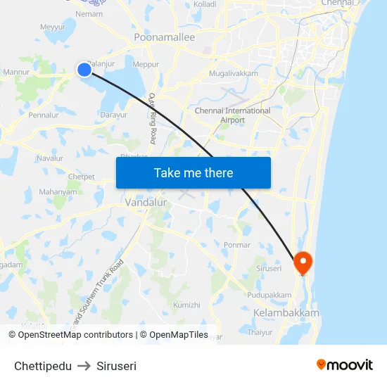 Chettipedu to Siruseri map