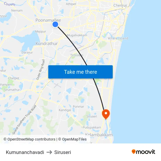 Kumunanchavadi to Siruseri map