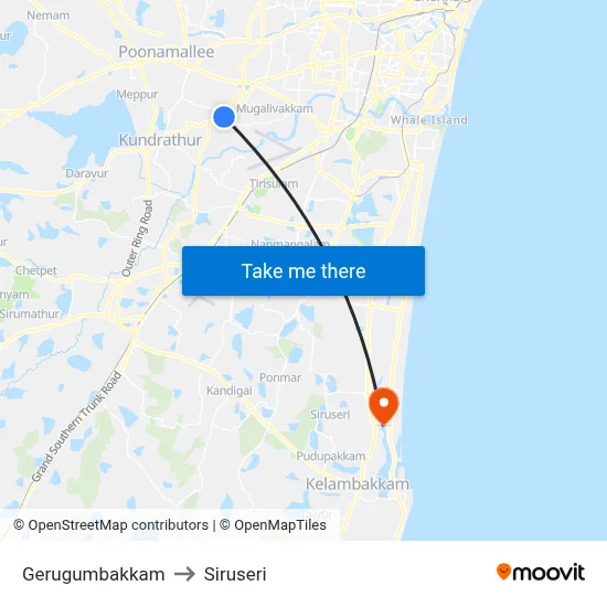 Gerugumbakkam to Siruseri map