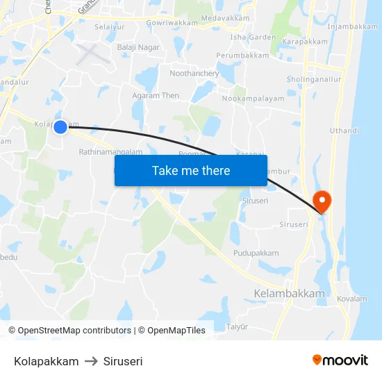 Kolapakkam to Siruseri map
