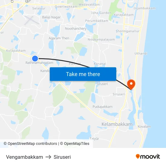 Vengambakkam to Siruseri map