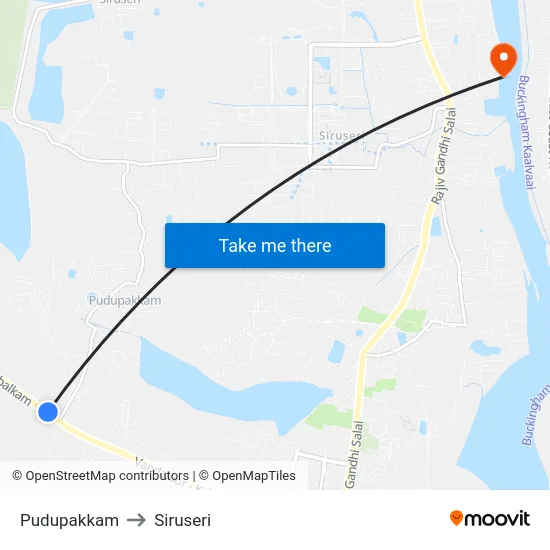 Pudupakkam to Siruseri map