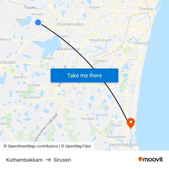 Kuthambakkam to Siruseri map