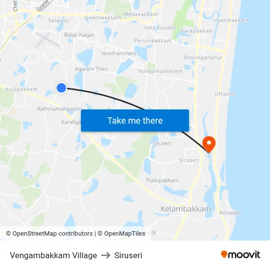 Vengambakkam Village to Siruseri map