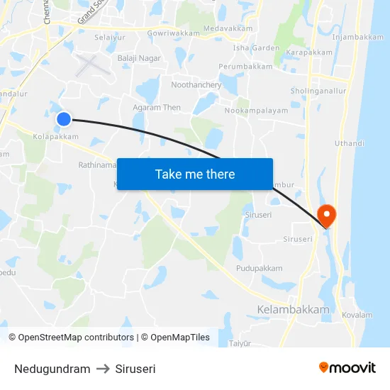 Nedugundram to Siruseri map