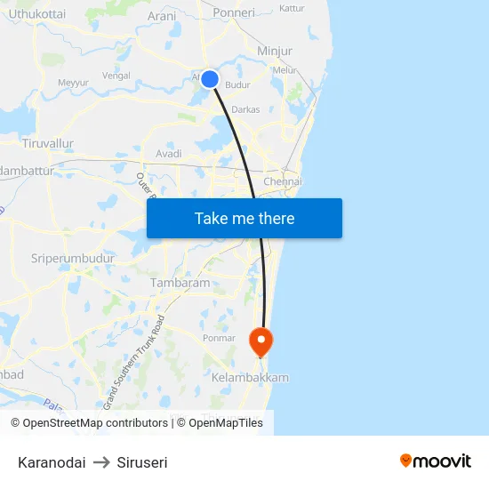 Karanodai to Siruseri map