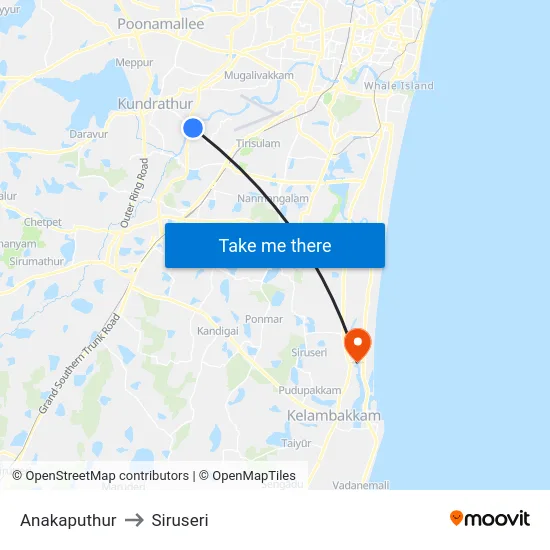 Anakaputhur to Siruseri map