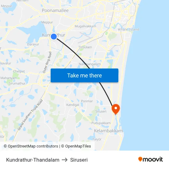 Kundrathur-Thandalam to Siruseri map