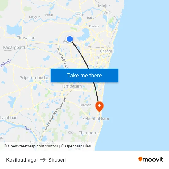 Kovilpathagai to Siruseri map