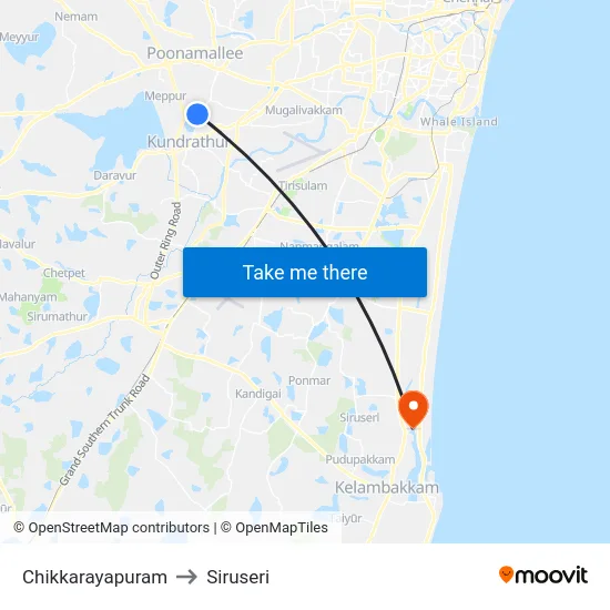 Chikkarayapuram to Siruseri map