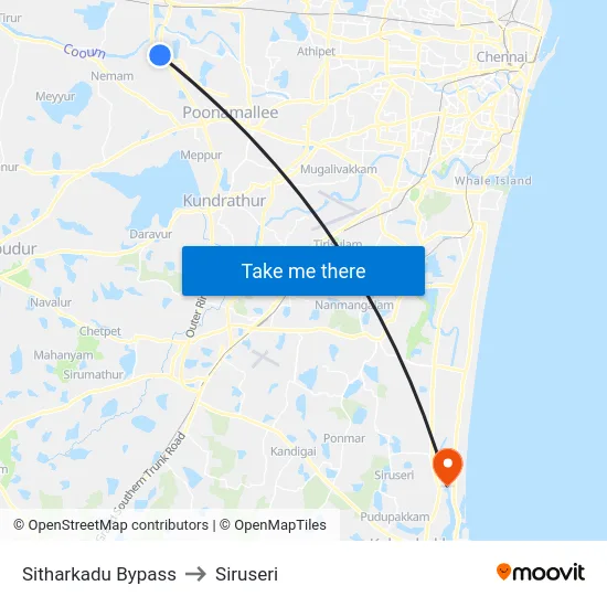 Sitharkadu Bypass to Siruseri map