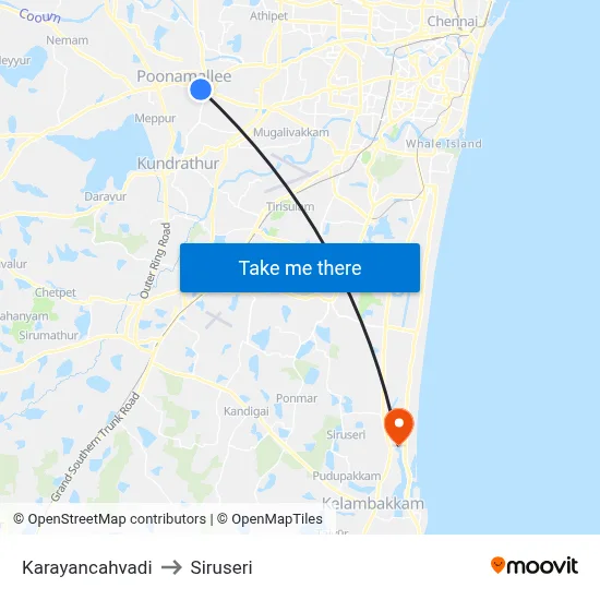 Karayancahvadi to Siruseri map