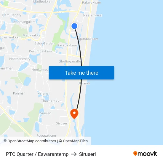 PTC Quarter / Eswarantemp to Siruseri map