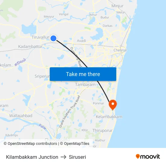 Kilambakkam Junction to Siruseri map