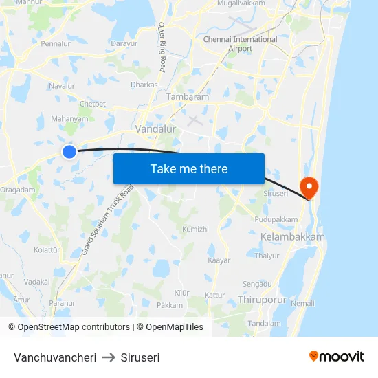 Vanchuvancheri to Siruseri map
