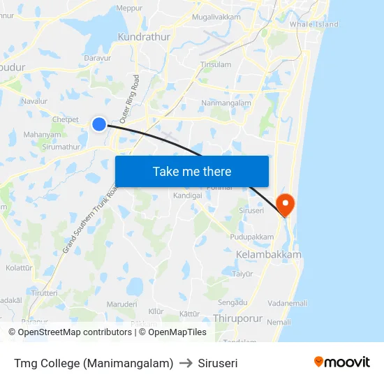 Tmg College (Manimangalam) to Siruseri map