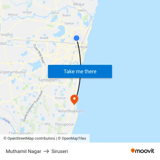 Muthamil Nagar to Siruseri map
