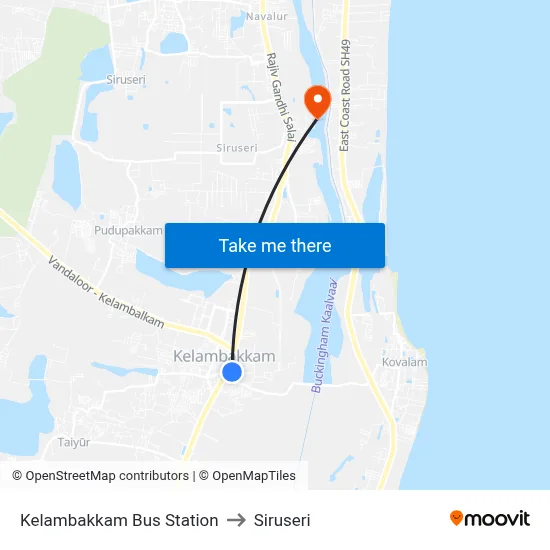 Kelambakkam Bus Station to Siruseri map