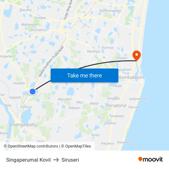 Singaperumal Kovil to Siruseri map
