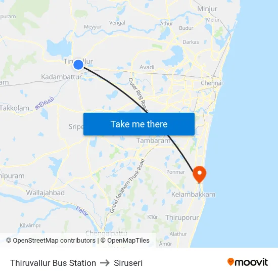 Thiruvallur Bus Station to Siruseri map