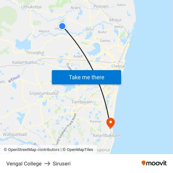 Vengal College to Siruseri map