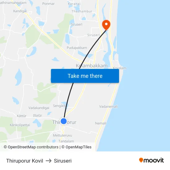Thiruporur Kovil to Siruseri map