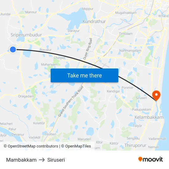 Mambakkam to Siruseri map