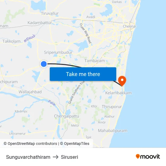 Sunguvarchathiram to Siruseri map