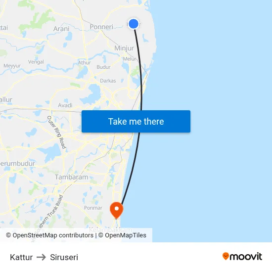 Kattur to Siruseri map