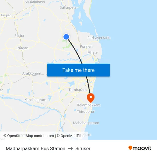 Madharpakkam Bus Station to Siruseri map